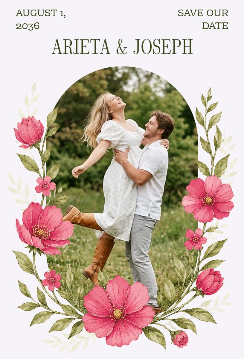 Floral Save the Date Wedding Announcement Template