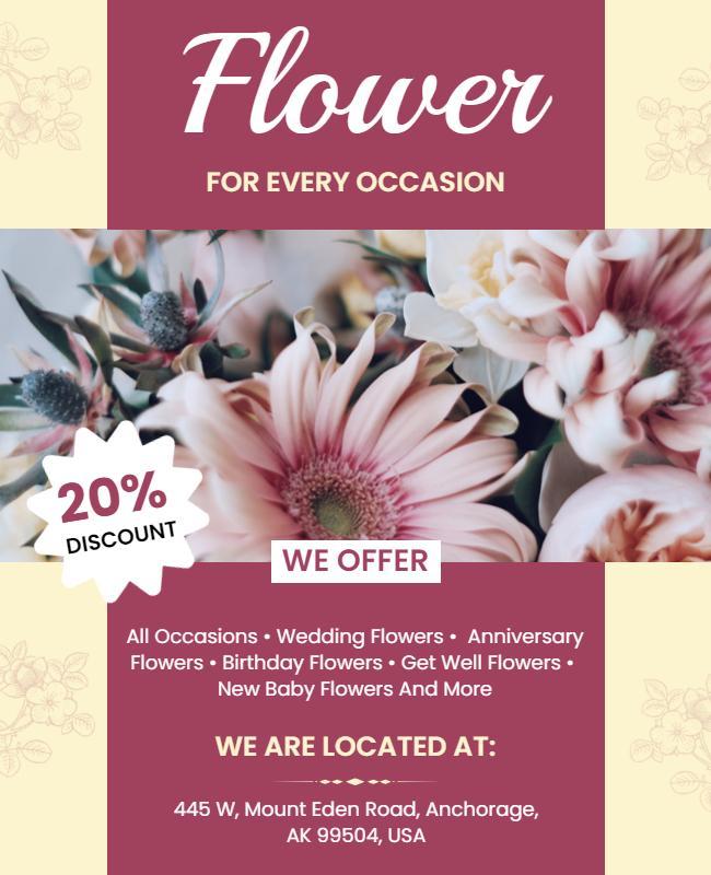 Elegant Floral Design for All Occasion Flower Discount Flyer Template