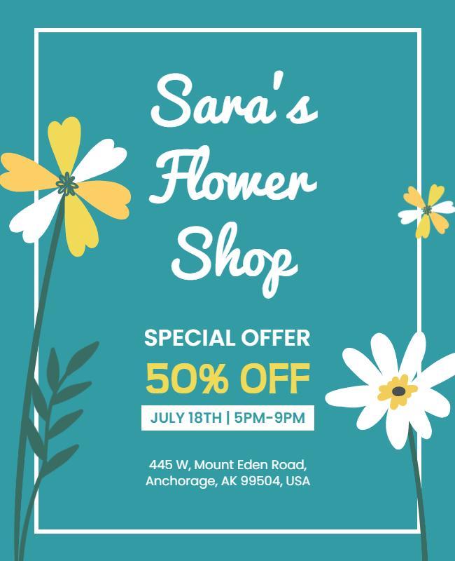 Floral Shop Special Offer Discount Flyer Template