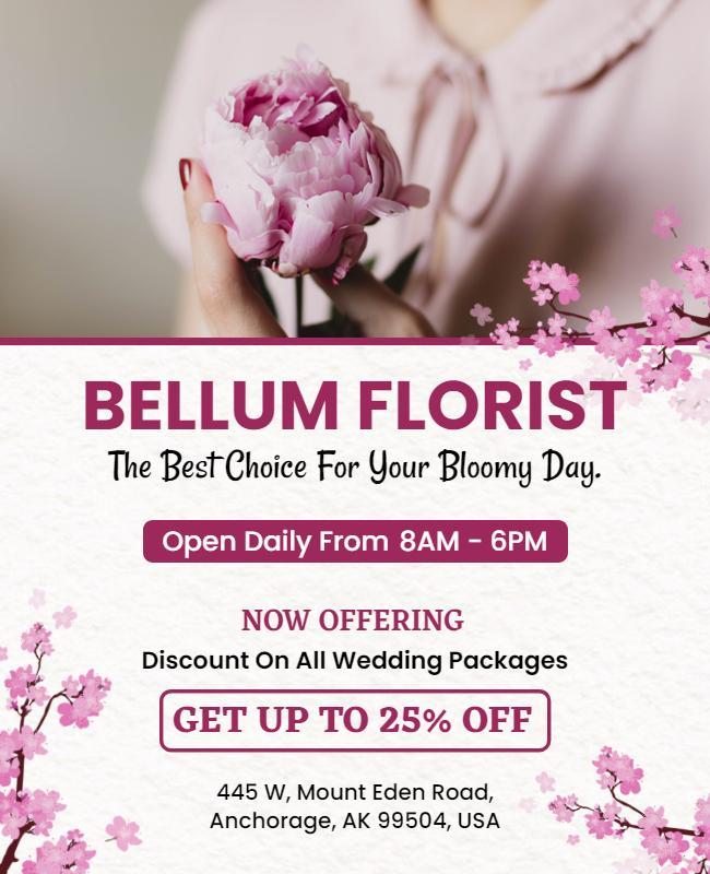 Floral Shop Wedding Discount Promotion Flyer Template