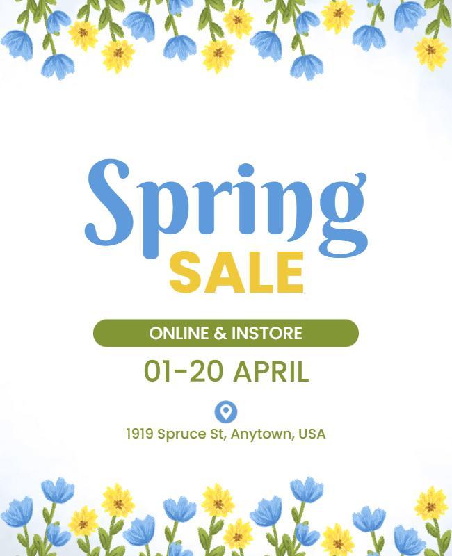 Floral Spring Sale Promotional Flyer Template