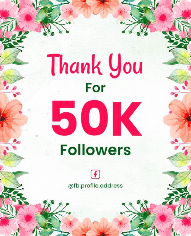 Floral Thank You for Followers Flyer Template