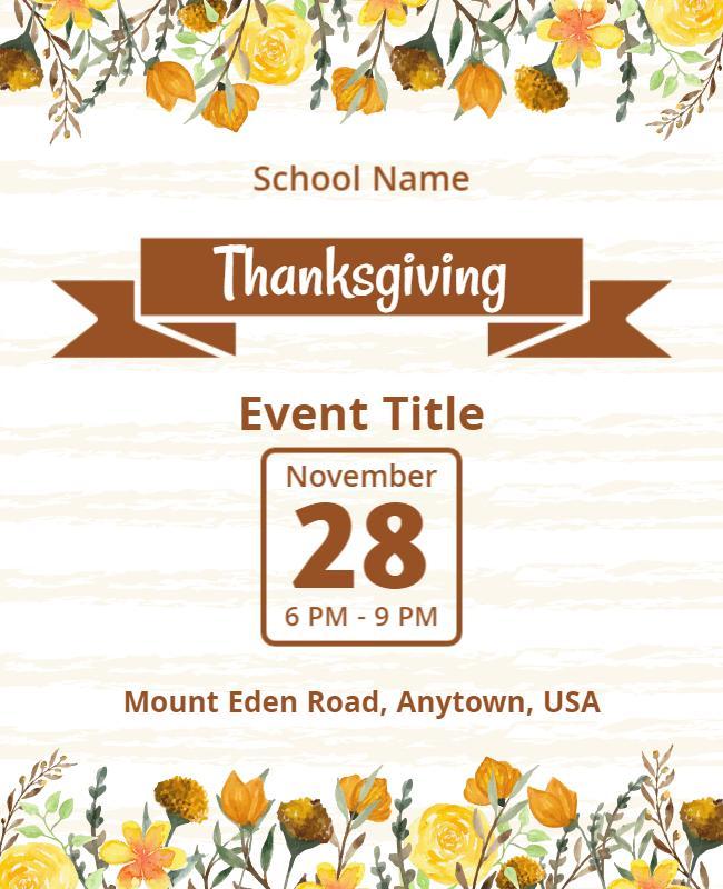 Floral Thanksgiving Celebration Event Poster Template