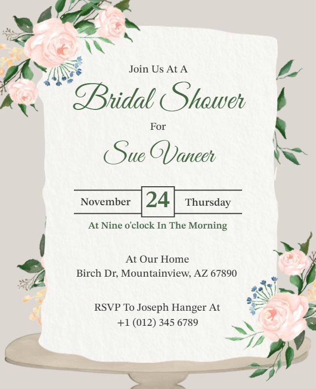 Floral Theme Bridal Shower Invitation Flyer Template