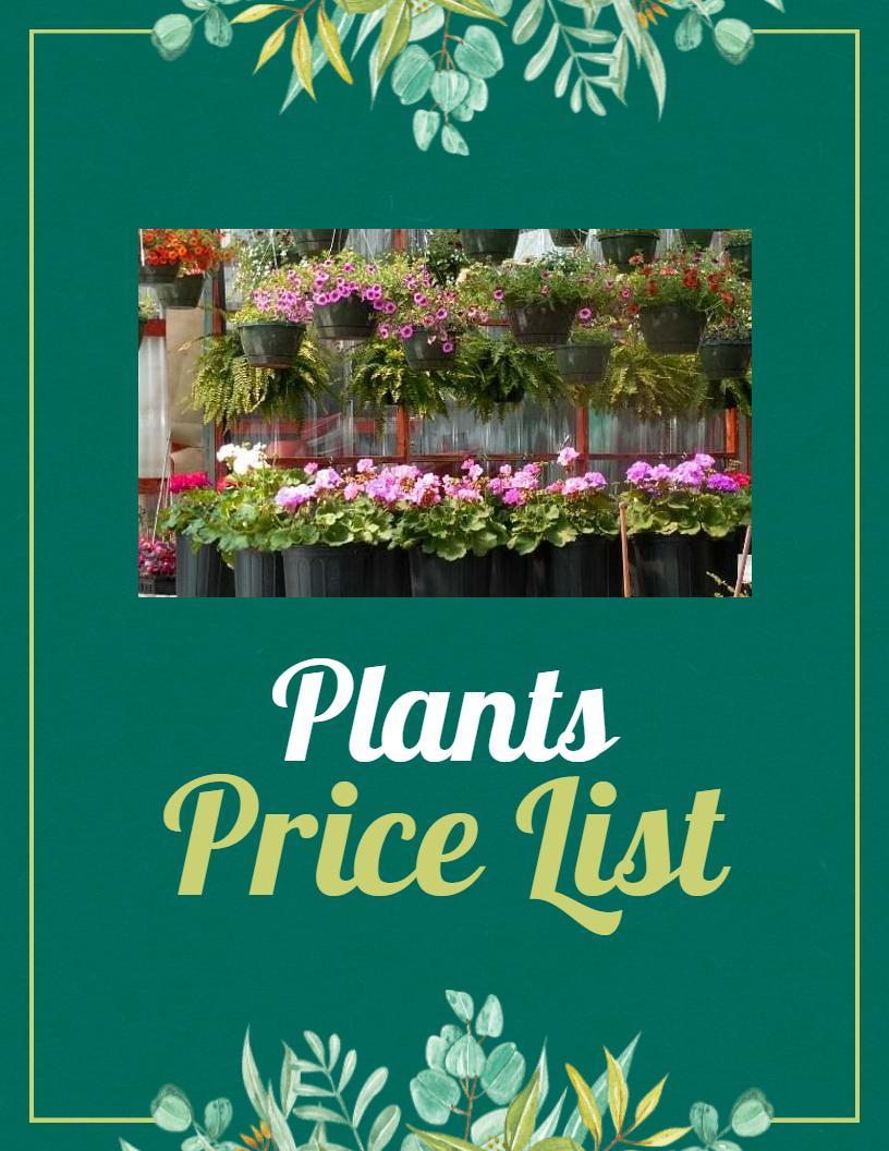 Floral Theme Elegant Plant Selection Price List Template