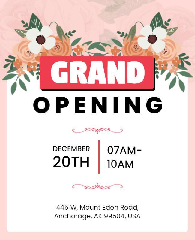 Floral Theme Grand Opening Event Flyer Template