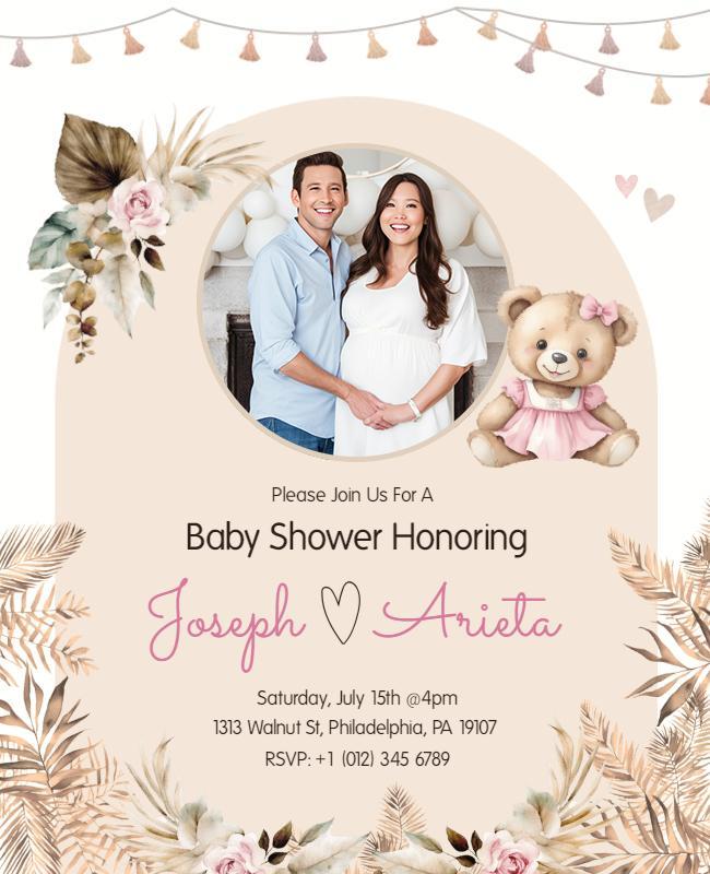 Floral Themed Baby Shower Invitation Flyer Template