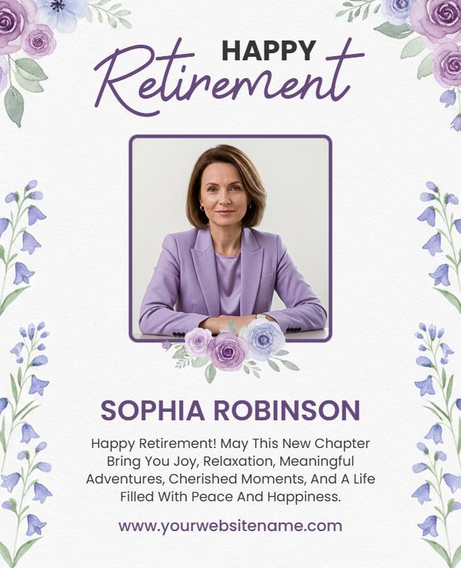 Floral Themed Retirement Announcement Poster Template