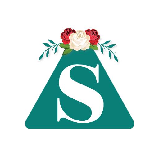 Floral Triangular Design Featuring the Letter S Alphabet Logo Template