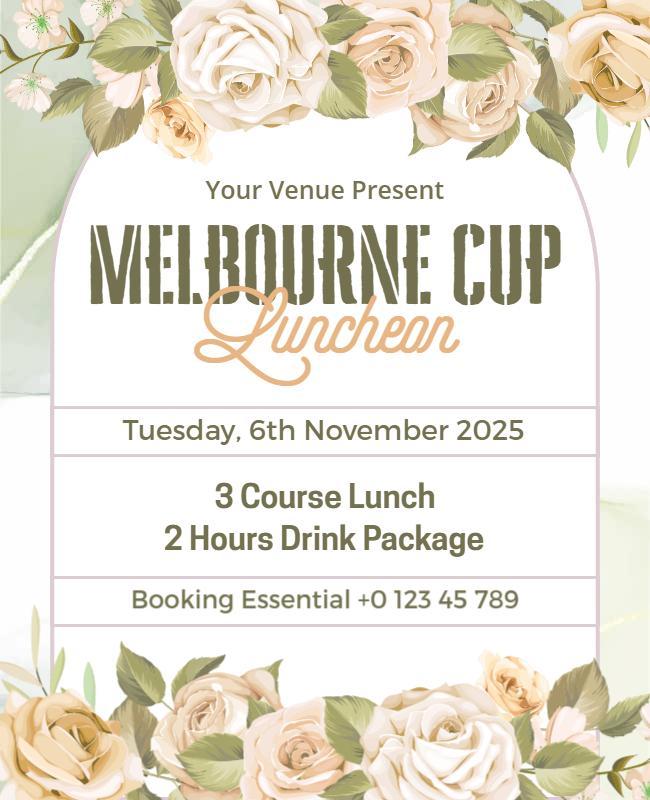 Floral Vintage Melbourne Cup Luncheon Event Poster Template