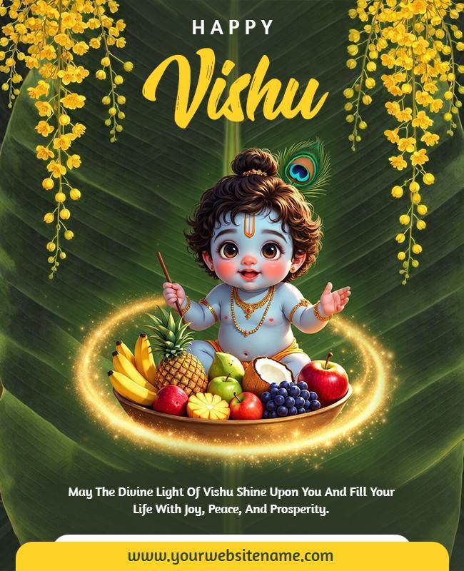 Floral Vishu Festival Greeting Poster Template