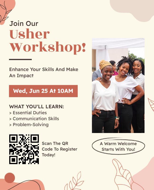 Floral Warm Usher Workshop Invitation Flyer Template