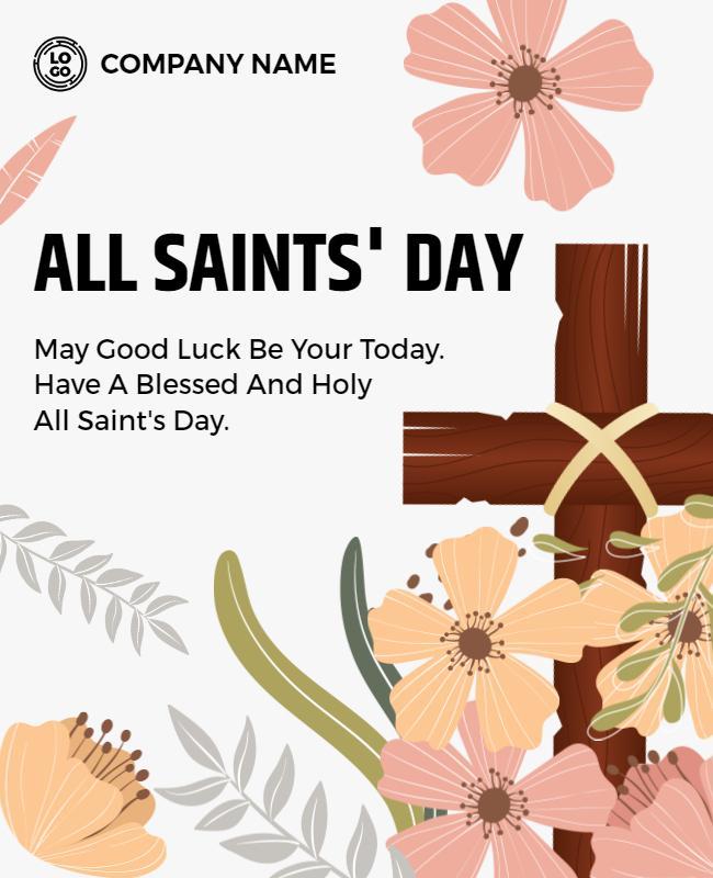 Floral Watercolor Design for All Saints' Day Celebration Poster Template