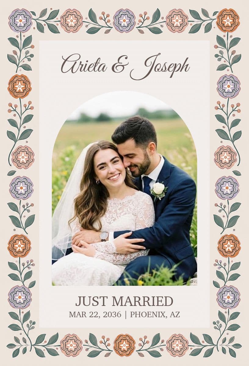 Floral Wedding Announcement Template