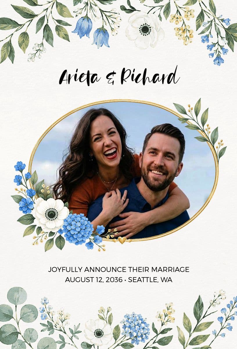 Floral Wedding Celebration Announcement Template