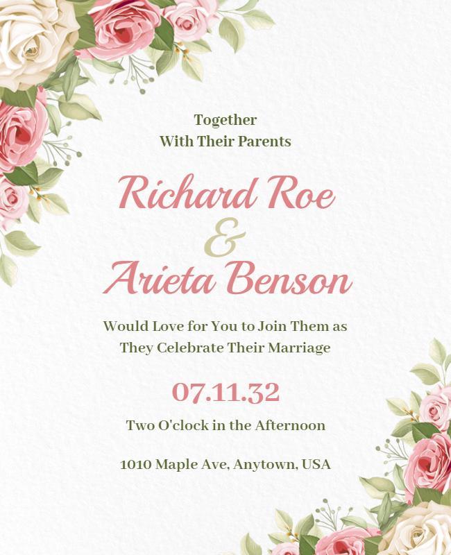 Floral Wedding Invitation Celebration Flyer Template