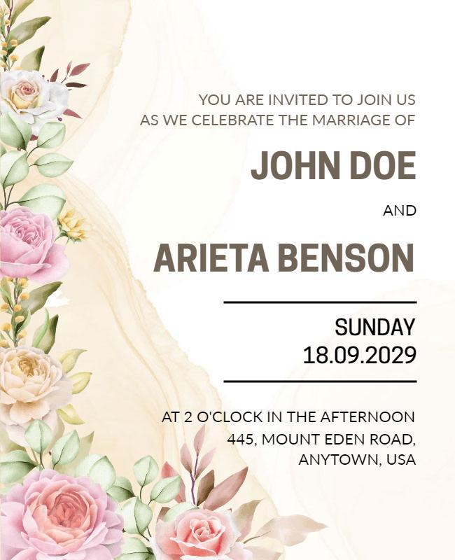 Floral Wedding Invitation Event Flyer Template