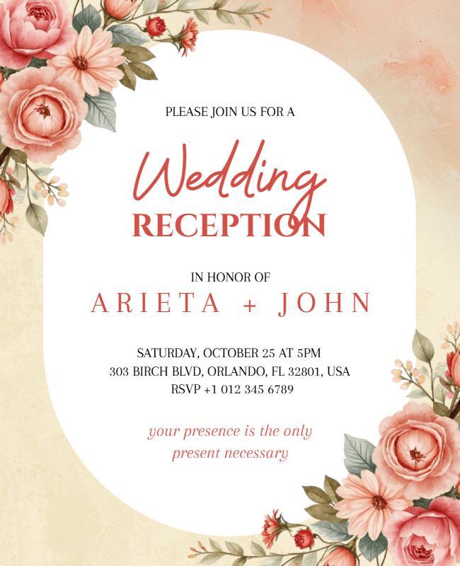 Floral Wedding Reception Celebration Flyer Template