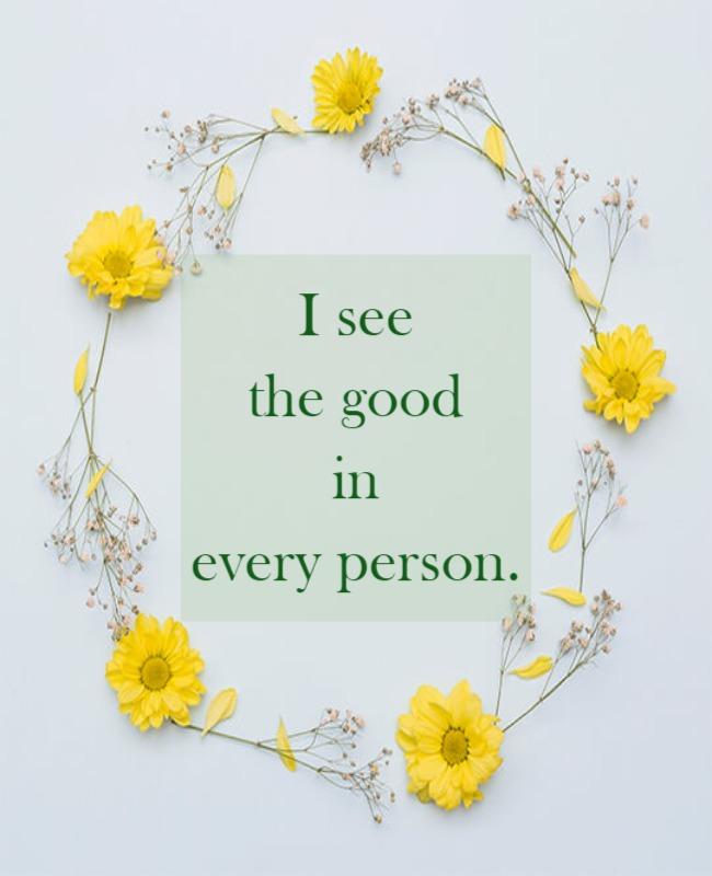 Floral Yellow Positive Affirmation Quote Poster Template