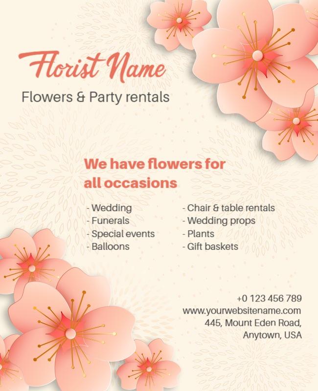 Florist and Party Rentals Services Flyer Template