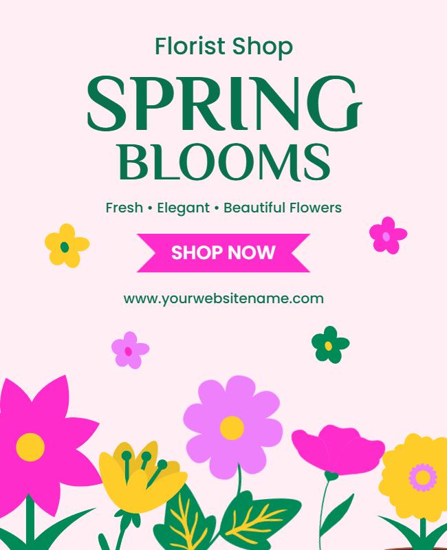 Florist Shop Spring Blooms Promotion Poster Template