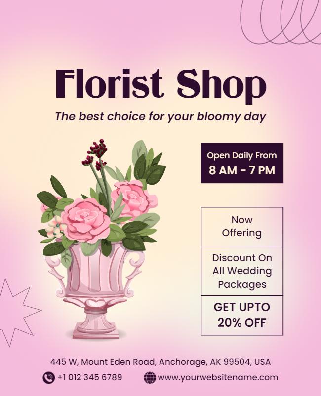 Florist Shop Wedding Discount Promotion Flyer Template