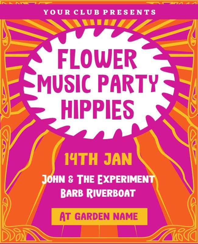 Flower Music Party Event Flyer Template