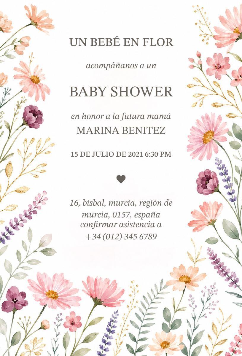 Flowery Floral Baby Shower Celebration Invitation Template