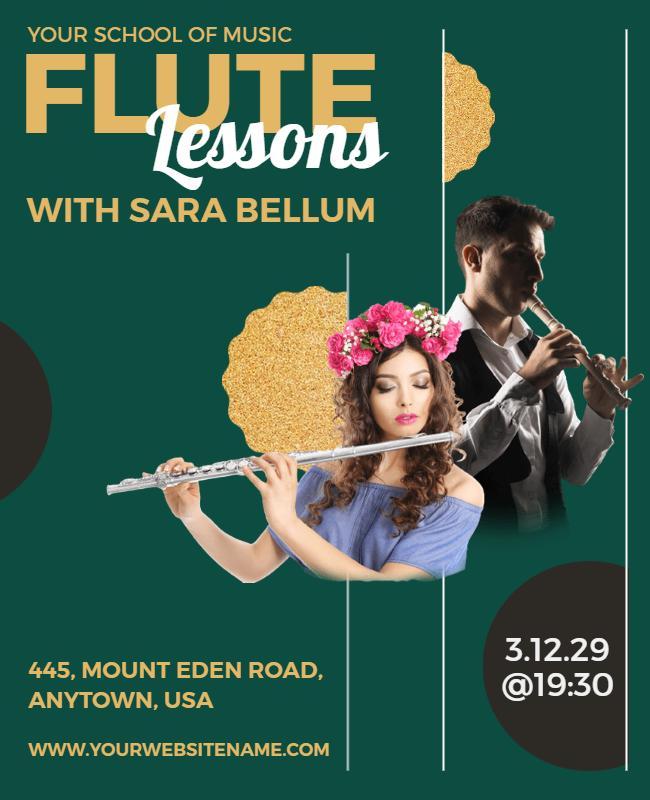 Flute Lessons Music School Promo Flyer Template