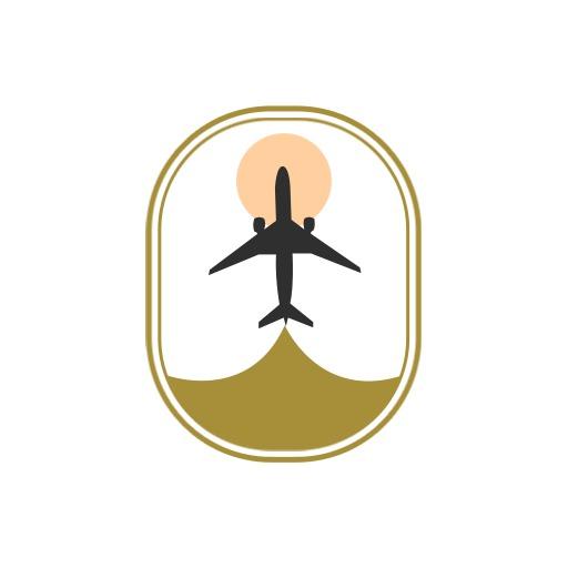Flying Airplane Over Golden Waves Illustrating Travelling Logo Template