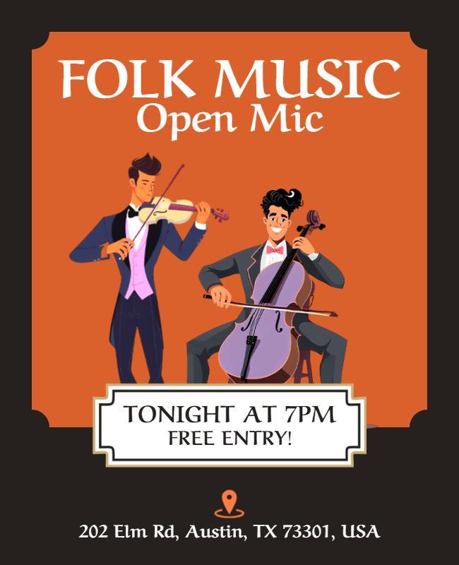 Folk Music Open Mic Night Flyer Template