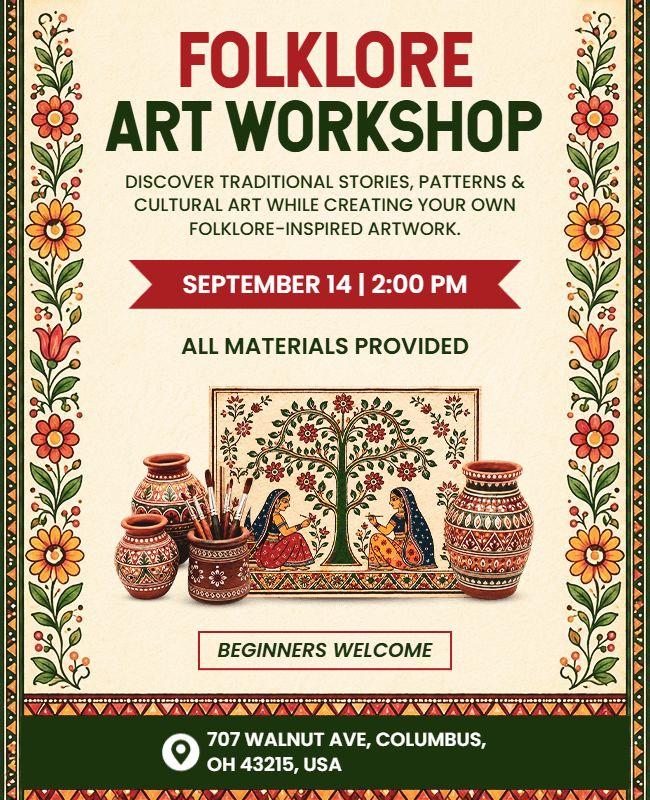 Folklore Art Workshop Event Flyer Template