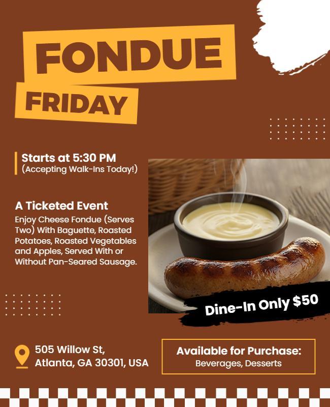 Fondue Friday Dining Event Flyer Template