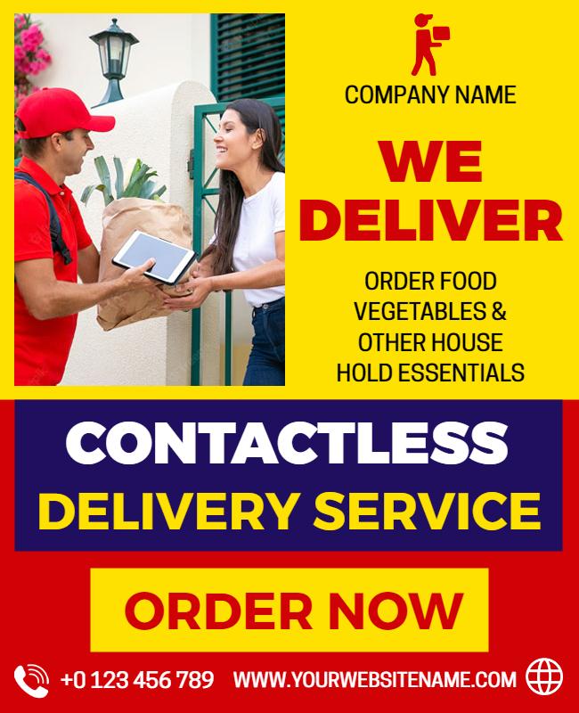 Food and Essentials Contactless Delivery Flyer Template