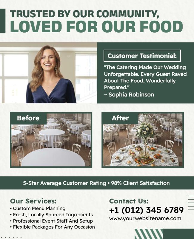 Food Catering Services Customer Testimonial Flyer Template