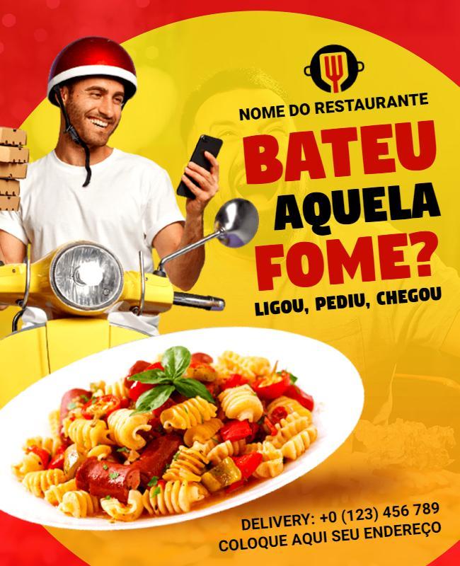 Vibrant Yellow Italian Pasta Delivery Restaurant Flyer Template