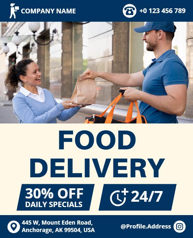 Food Delivery Service Promotion Flyer Template