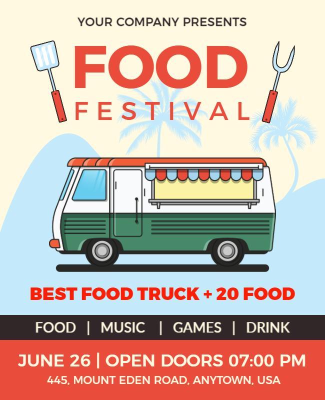 Food Festival with Food Truck Flyer Template