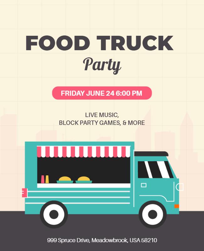 Food Truck Block Party Event Flyer Template