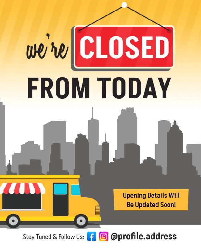 Food Truck Closed Today Flyer Template