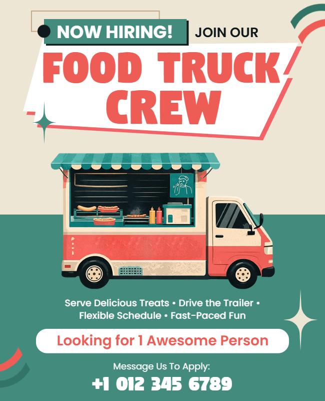 Food Truck Crew Hiring Poster Template