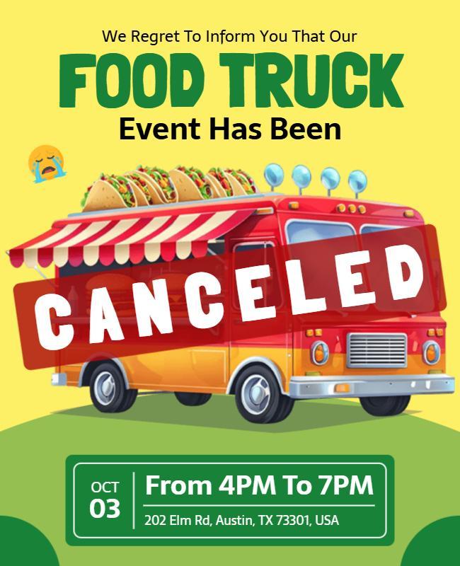 Food Truck Event Cancellation Notice Flyer Template