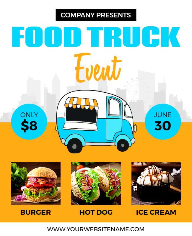 Food Truck Event with Burger and Ice Cream Flyer Template