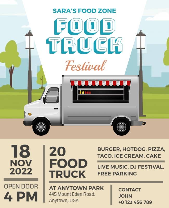 Vibrant Food Truck Festival with Live Music Flyer Template