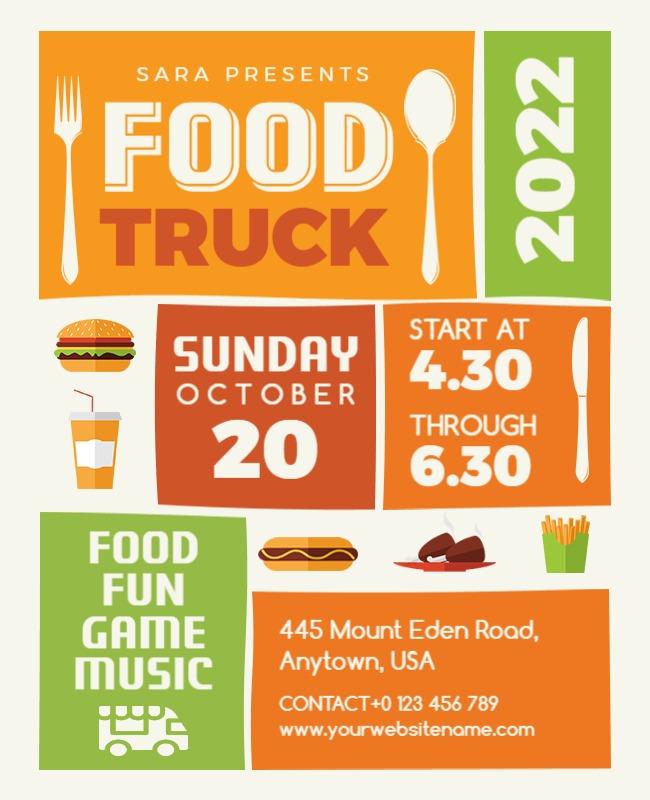 Colorful Food Truck Festival Event Flyer Template