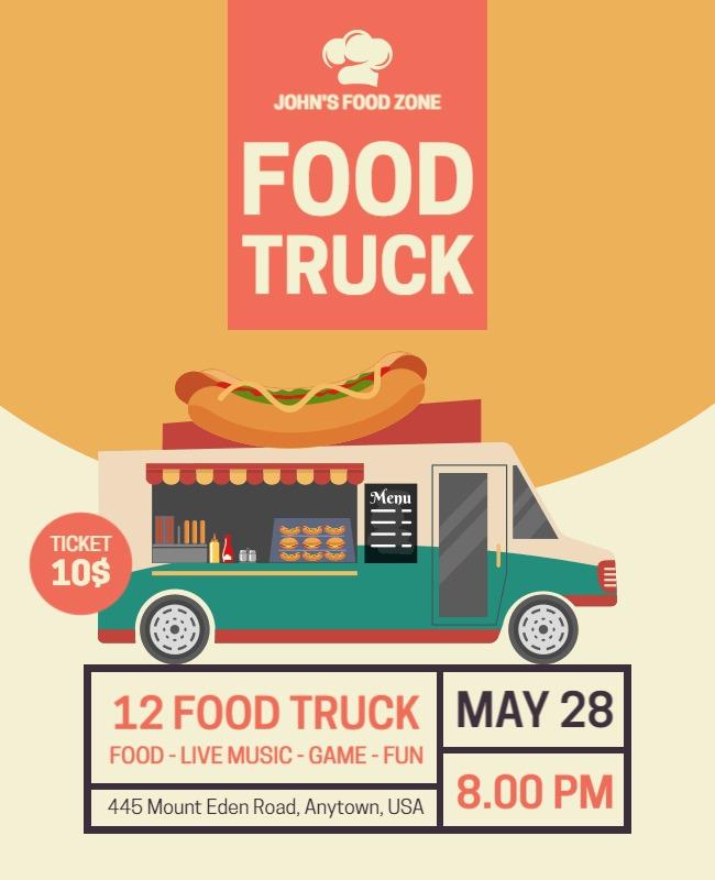 Colorful Food Truck Festival with Live Music and Games Flyer Template