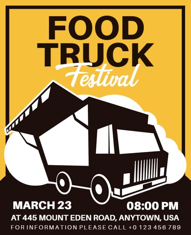 Bold Black and Yellow Food Truck Festival Flyer Template