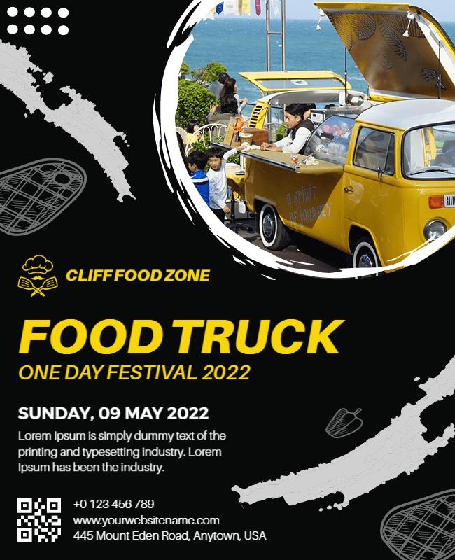 Vibrant Yellow Food Truck Festival Event Flyer Template