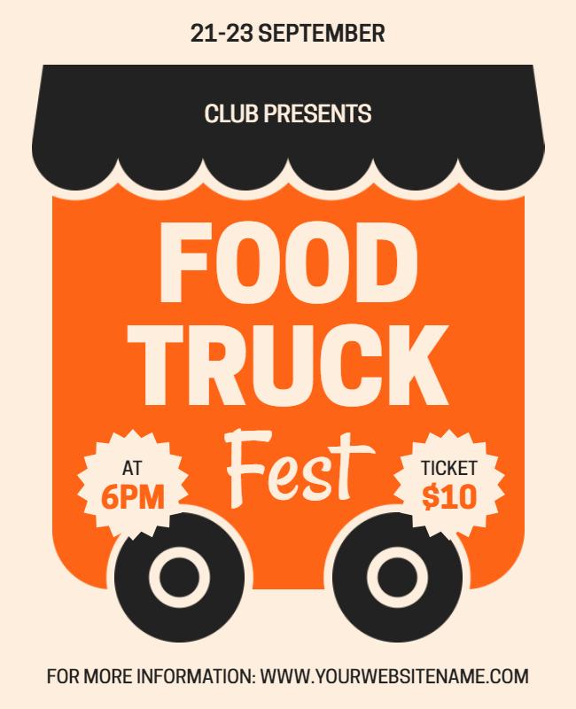 Vibrant Orange Food Truck Festival Event Flyer Template