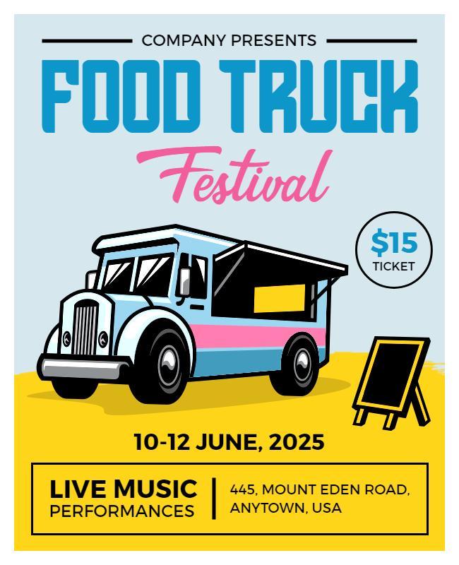 Food Truck Festival with Live Music Flyer Template